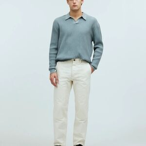 Johnny-Collar Long-Sleeve Sweater Polo